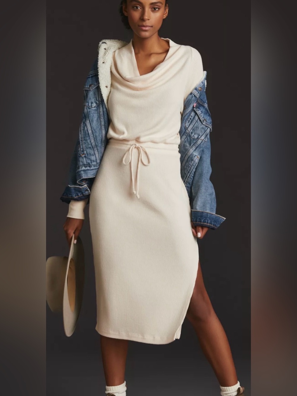 Daily Practice cowl neck sweater midi dress, large